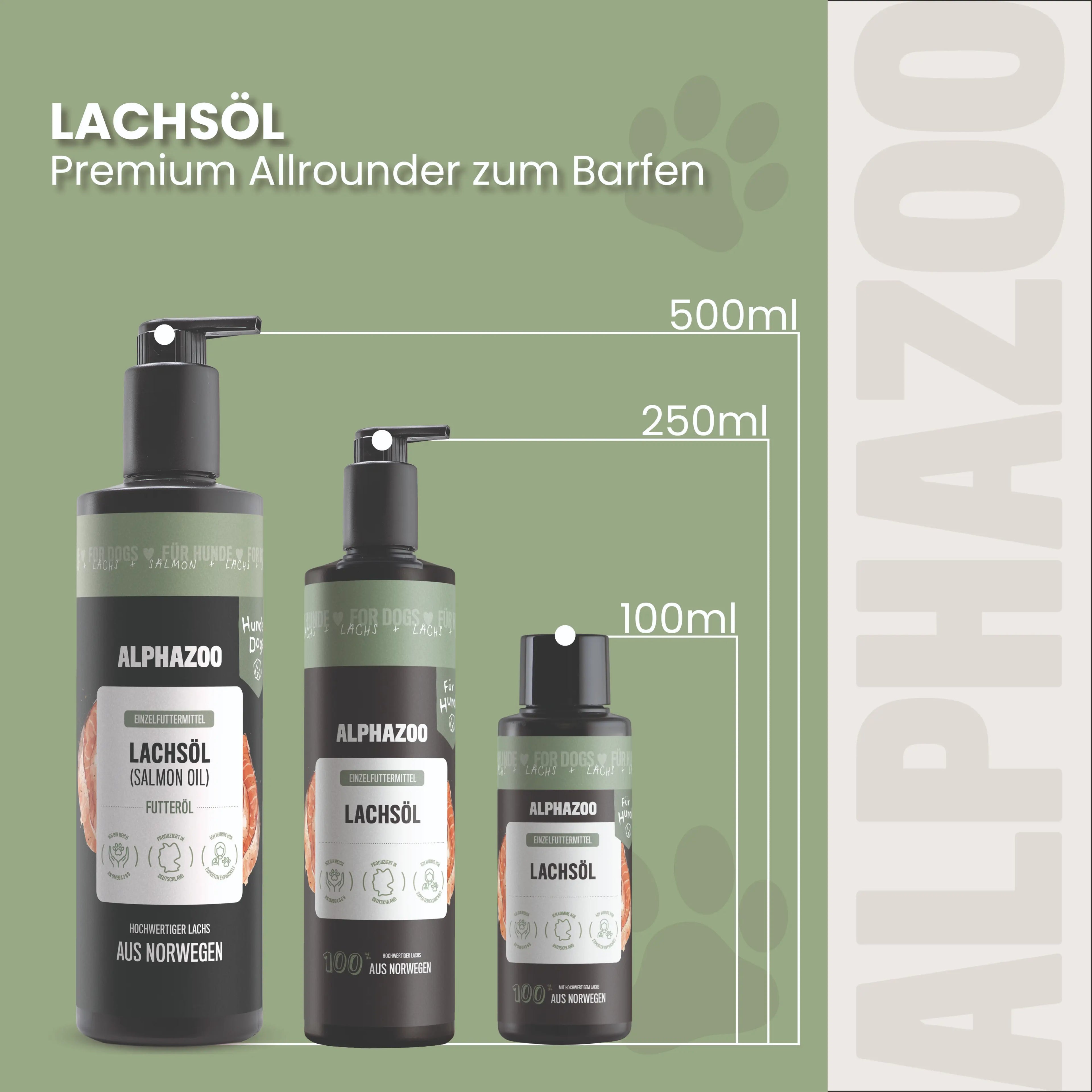 Lachsöl für Hunde – EPA & DHA aus norwegischem Lachs, 100ml & 250ml
