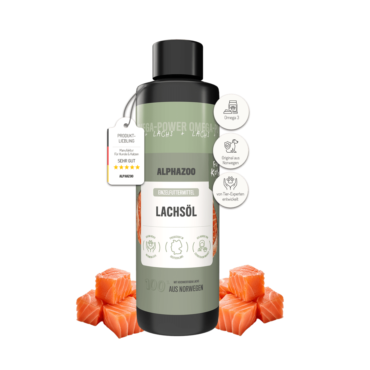 Lachsöl für Katzen – EPA & DHA aus norwegischem Lachs, 100ml & 250ml