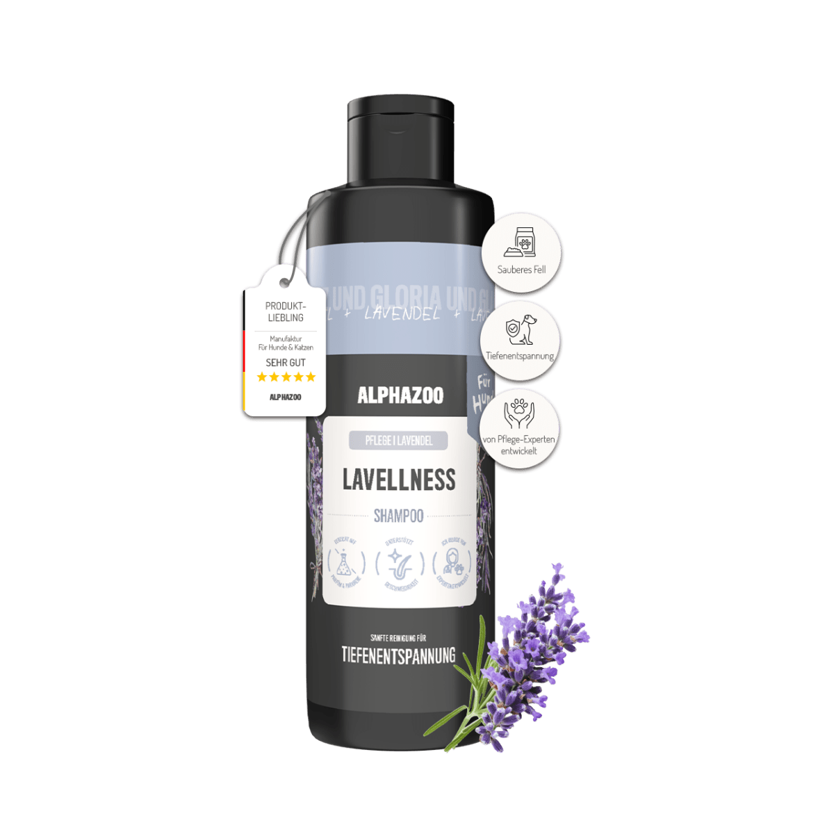 Lavellness Shampoo für Hunde – mit Kokosextrakt & Lavendelöl, silikonfrei