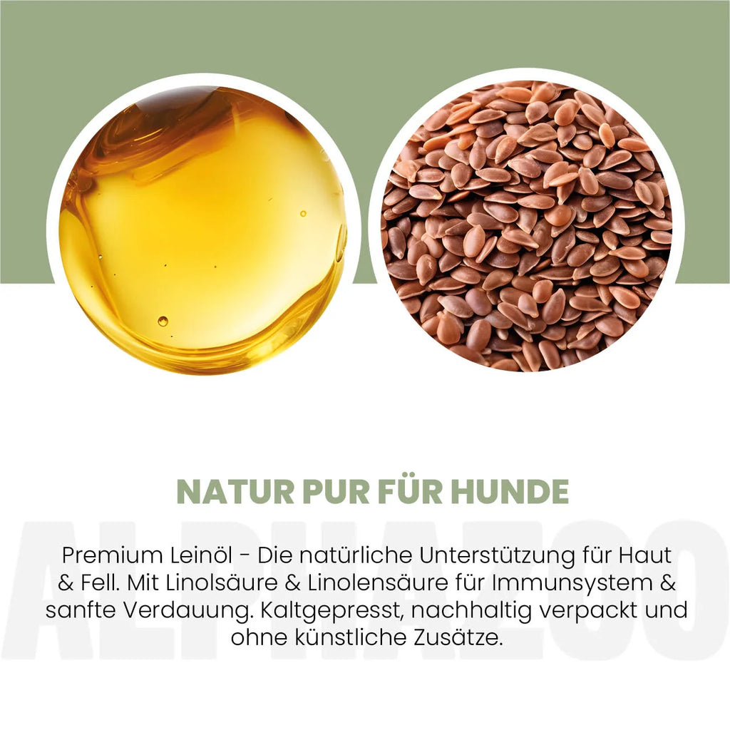 Leinöl für Hunde – kaltgepresst, 56% Omega-3, 100ml & 250ml