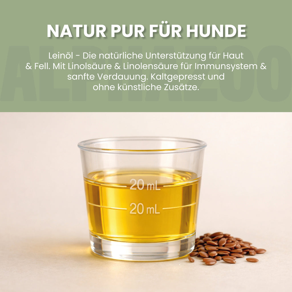 Leinöl für Hunde – kaltgepresst, 56% Omega-3, 100ml & 250ml