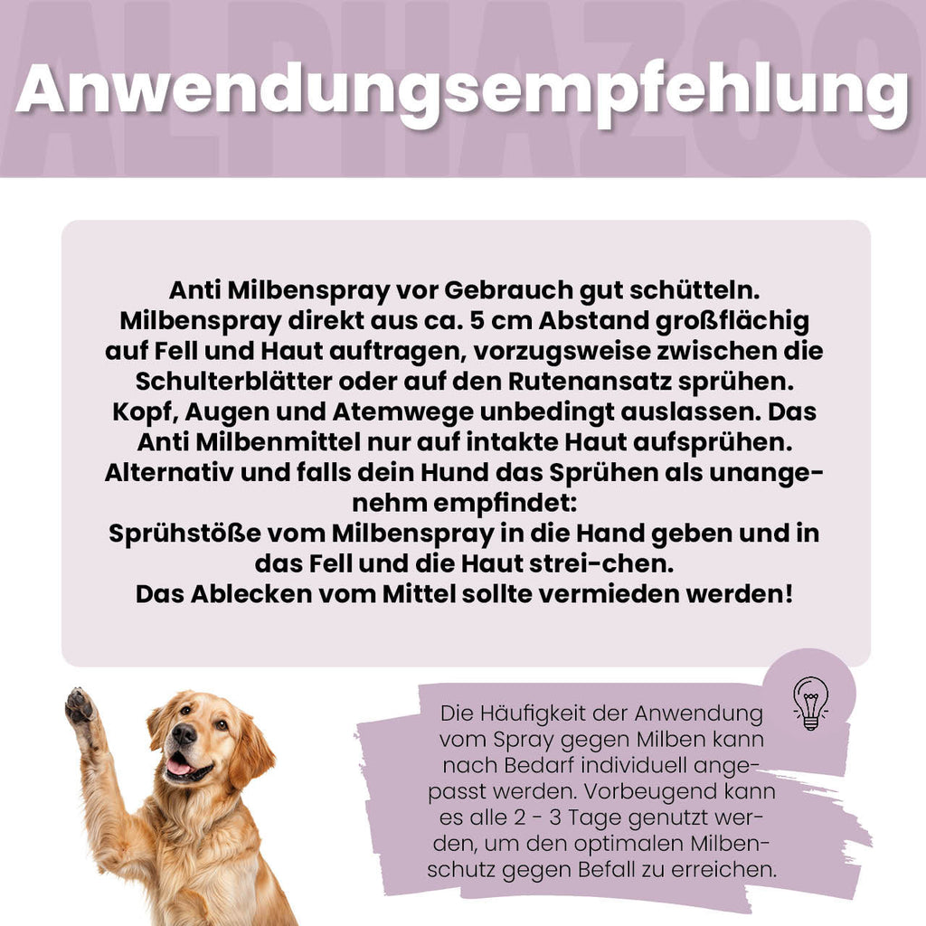 MilbHunter Milbenspray für Hunde – pflanzlich mit Geraniol & Zitronen-Eukalyptus