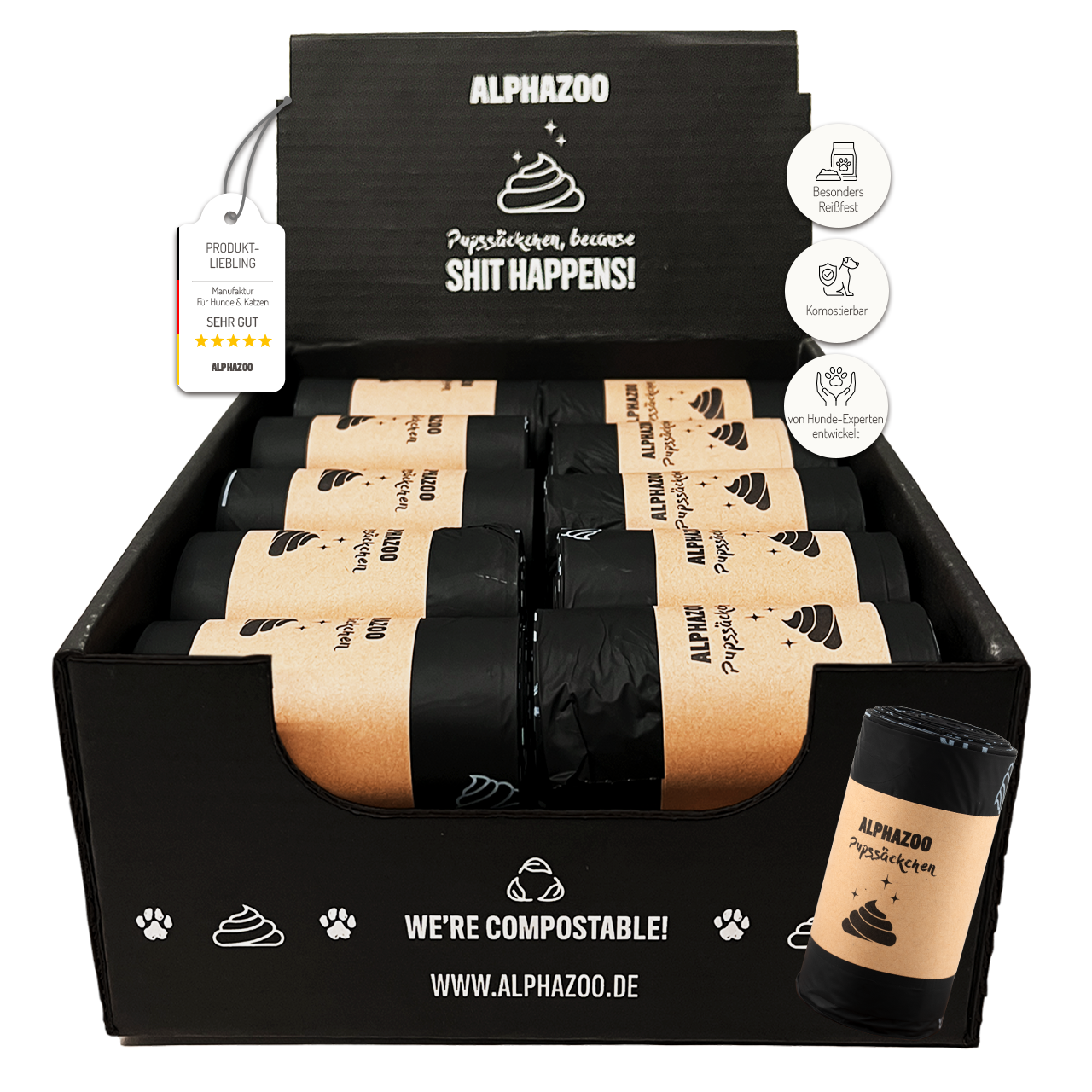 Pupssäckchen Kotbeutel – biologisch abbaubar, reißfest & auslaufsicher