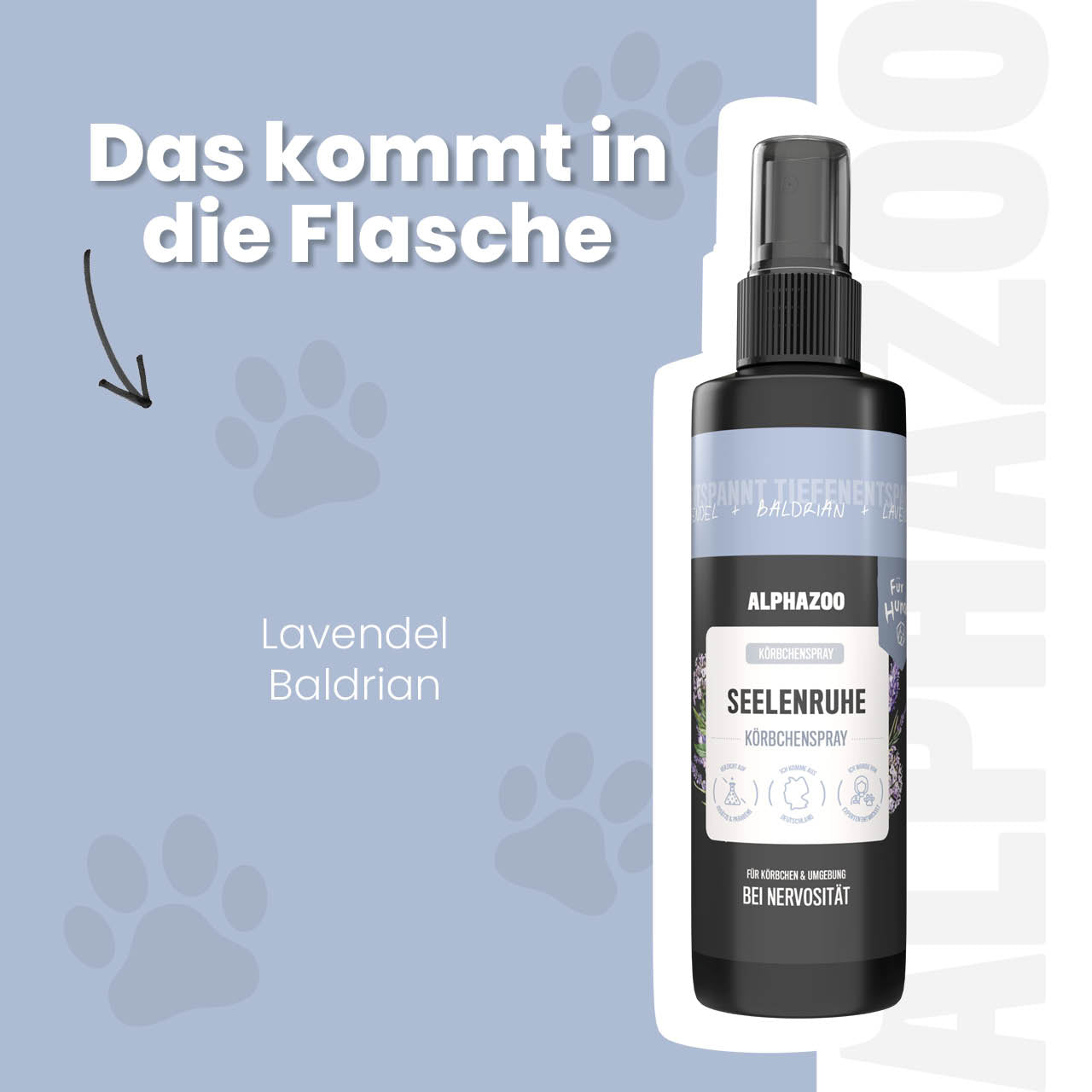 Seelenruhe Körbchenspray für Hunde – mit Baldrian & Lavendel bei Stress & Angst
