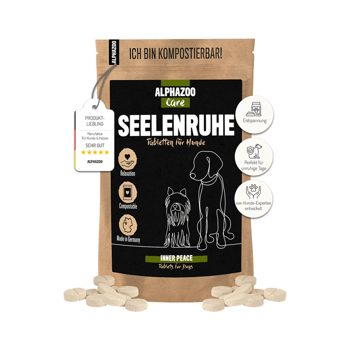 Seelenruhe Beruhigungs-Tabletten für Hunde – mit Baldrian & Melisse