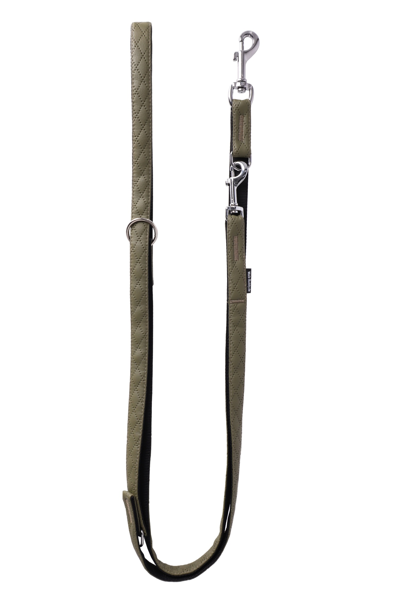 Leine Khakigrün Aus Nylon Längenverstellbar Im Rautendesign - TierVita