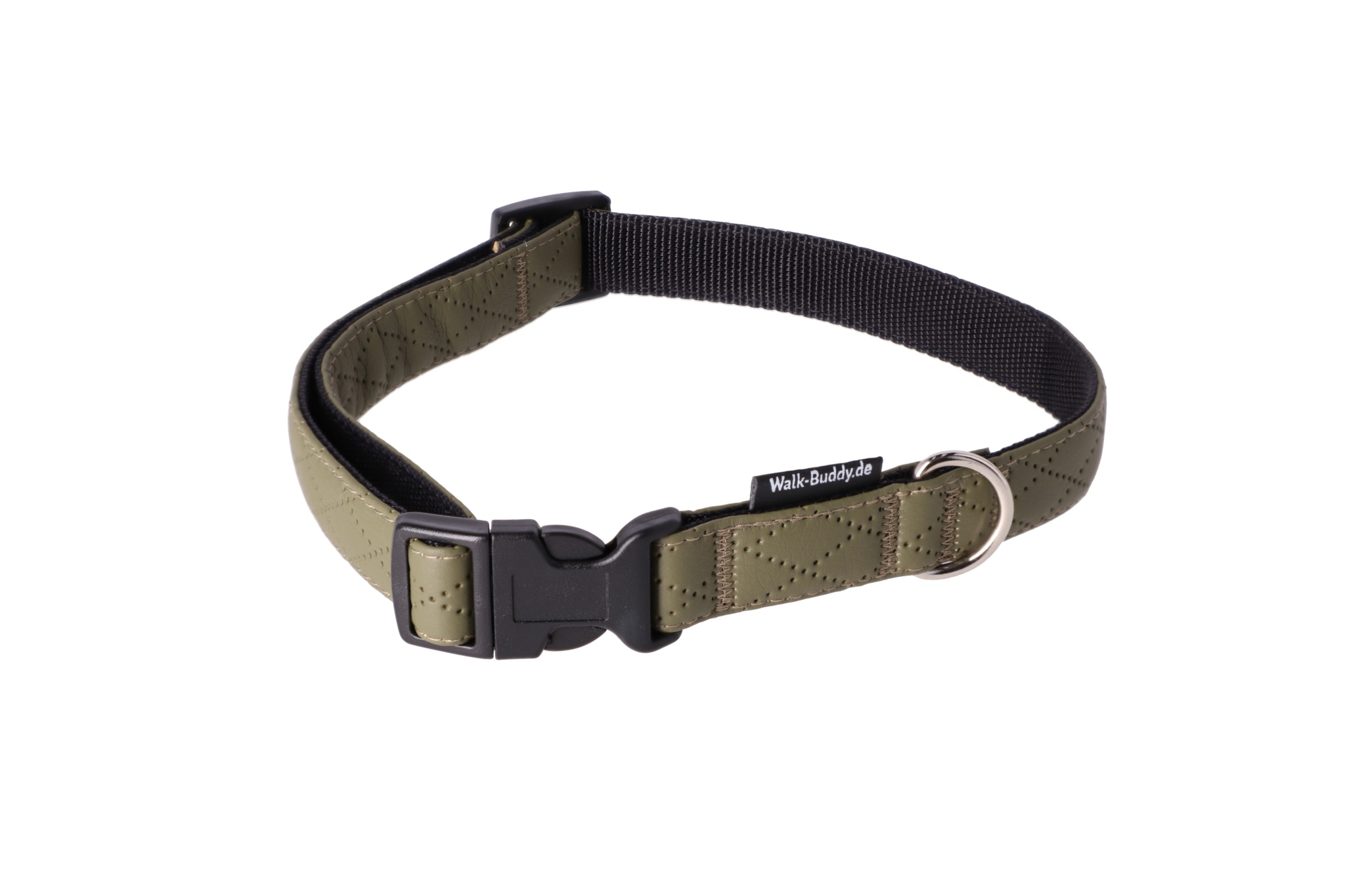 Halsband Khakigrün In Nylon Längenverstellbar Im Rautendesign - TierVita