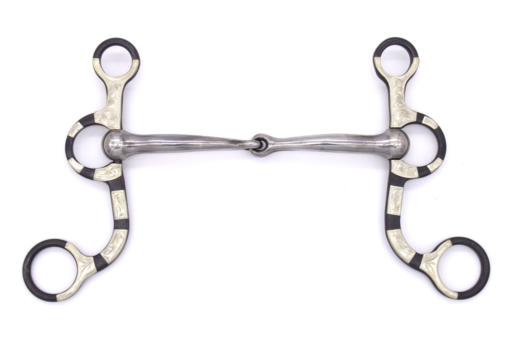Western Snaffle Bit mit Shanks und silberfarbenen Akzenten, Baby Bit