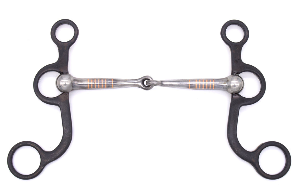 Western Snaffle Bit mit Shanks und silberfarbenen Akzenten, Baby Bit,