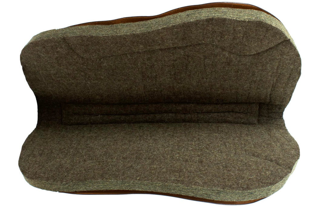 Western Filzpad, roundskirt kurz mit dunkelbraunem Leder 74 x 82 cm,