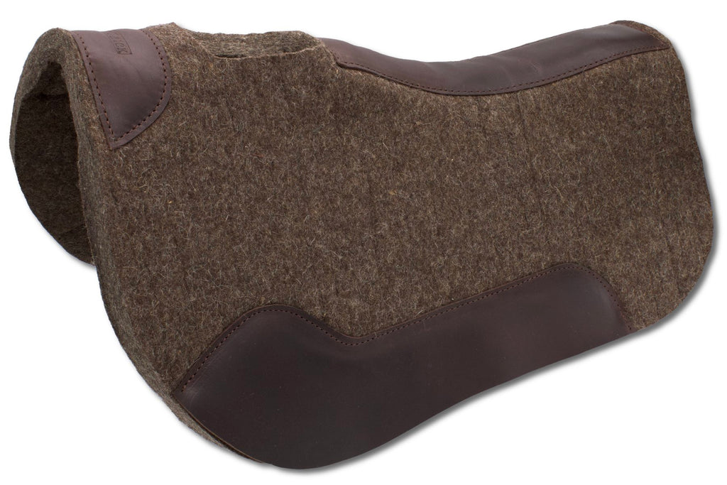 Western Filzpad Widerristfrei, roundskirt kurz, dunkelbraunes Leder 71 x 80 cm