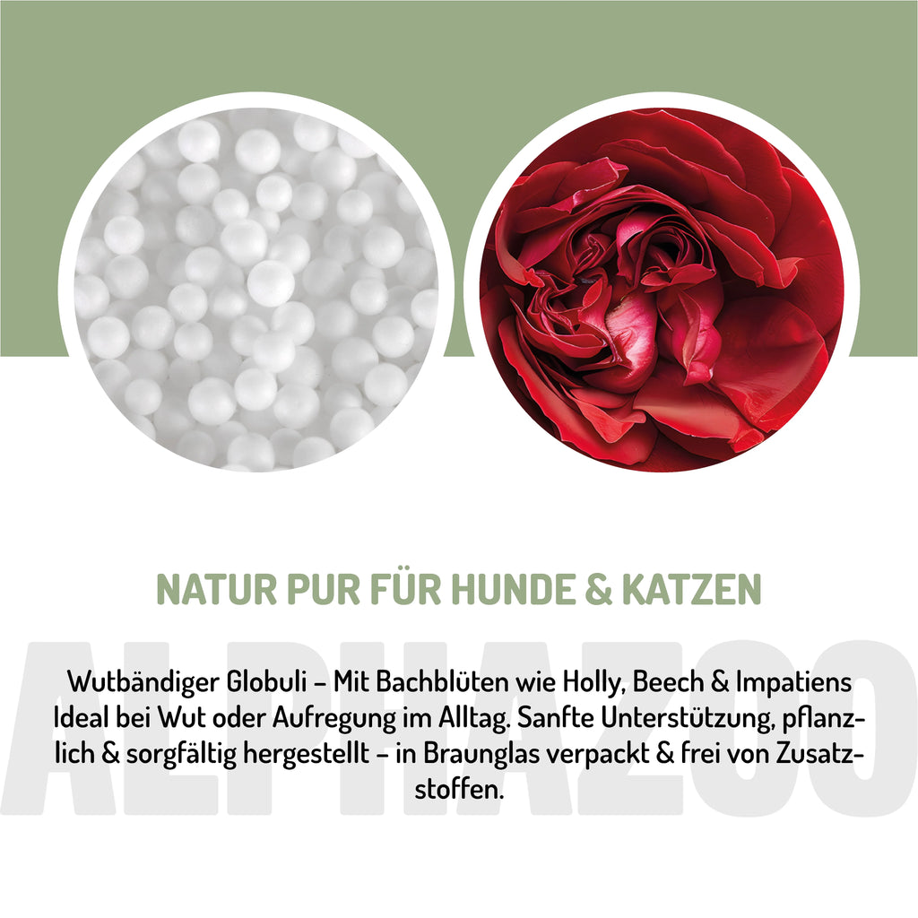 Wutbändiger Bachblüten Globuli für Hunde & Katzen – 15g