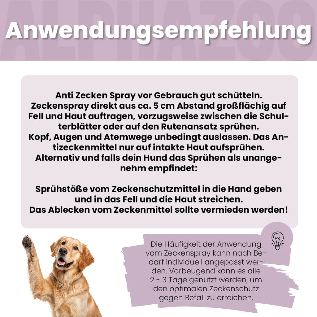 ZeckAttack Zeckenspray für Hunde – pflanzlich mit Geraniol, Lavendel & Eukalyptus